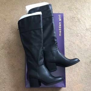 Madden Girl Wendiee Black Knee High Boots Size 10